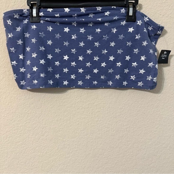 City Streets Tube Top Blue White Stars Americana Forth Of July Summer - Picture 1 of 4